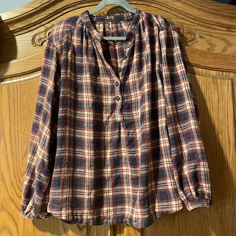 Free People Northern Bound Plaid Blouse - Picture 3 of 7